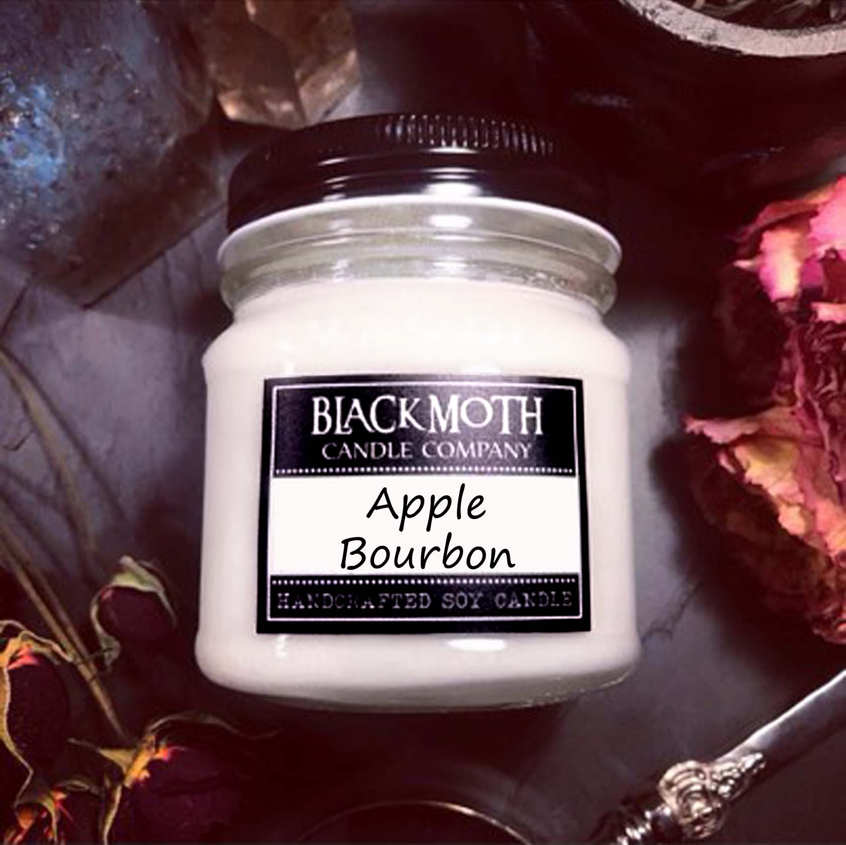 8 oz Apple Bourbon Scented Soy Candle in Mason Jar